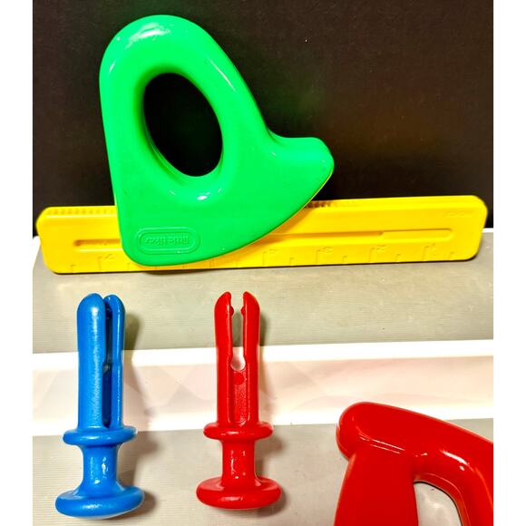 Vtg Little Tikes Hammer Straight Edge Hand Saw Wrench pliers Pretend Tool box - Picture 5 of 11